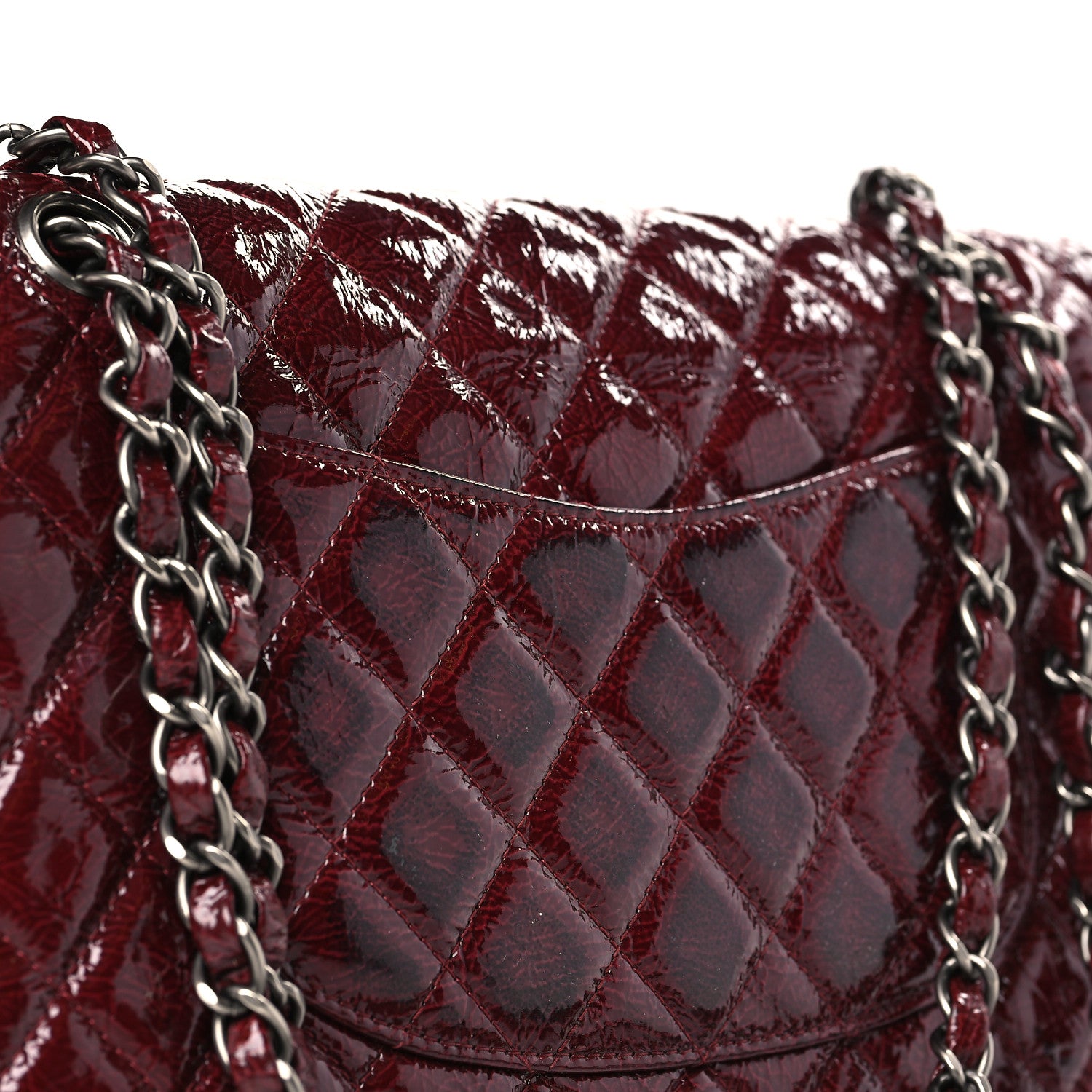 Chanel Patent Calfskin Quilted Medium Double Flap Burgundy 11 of 13