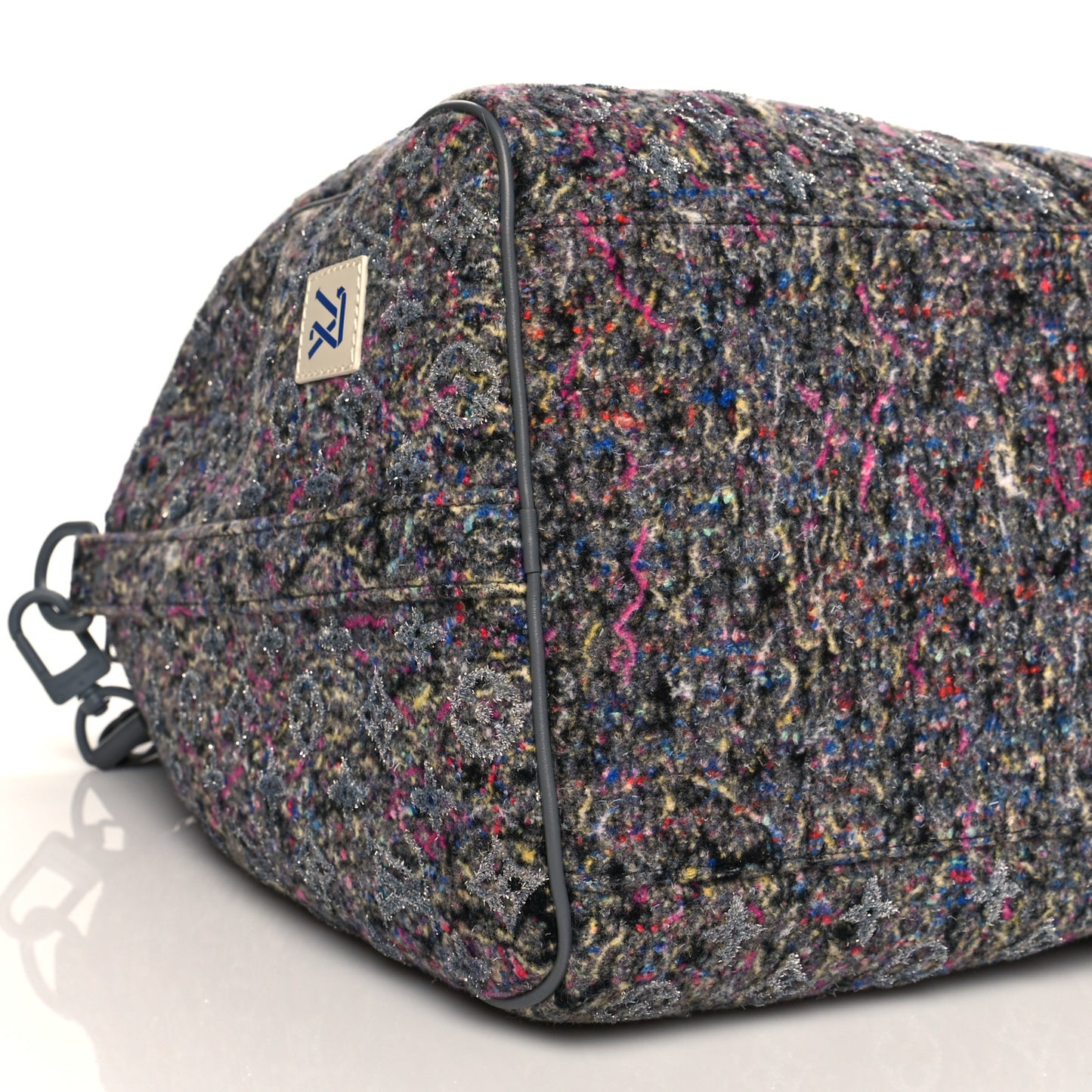 Wool Cotton Monogram Jacquard Embroidered LV Felt Keepall Bandouliere 50 Gris