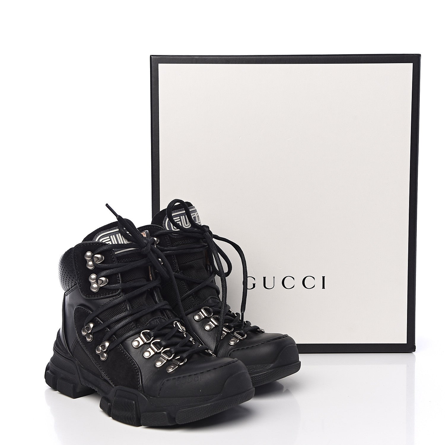 Gucci X SEGA Calfskin Suede Technical Canvas Womens Flashtrek High-Top Sneakers 36.5 Black 10 of 10