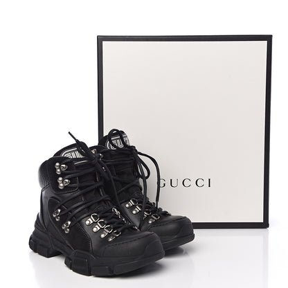 Gucci X SEGA Calfskin Suede Technical Canvas Womens Flashtrek High-Top Sneakers 36.5 Black 10 of 10