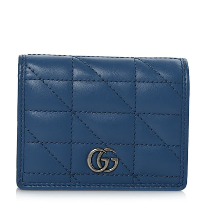 Gucci Calfskin Matelasse Aria GG Marmont Card Case Wallet Clear Blue 1 of 6