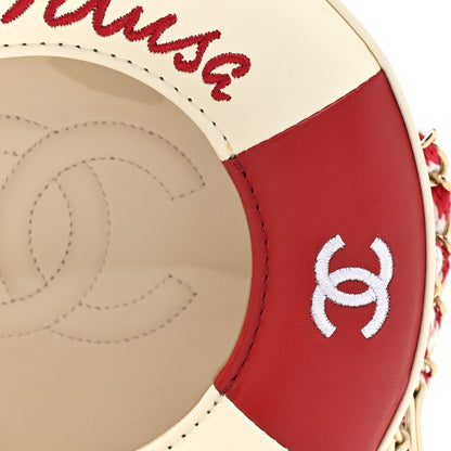 Chanel Lambskin Coco Lifesaver Round Bag Red White 8 of 11