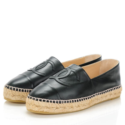 Chanel Lambskin CC Espadrilles 38 Black 3 of 9