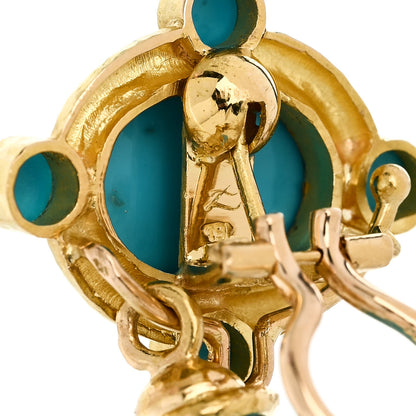 Elizabeth Locke 19K Yellow Gold Turquoise Sleeping Beauty Drop Earrings 4 of 4
