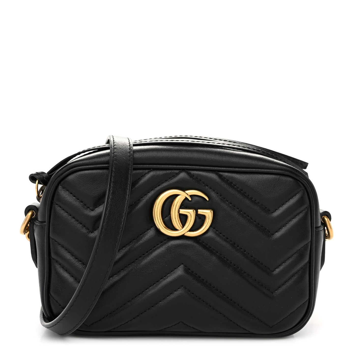 Calfskin Matelasse Mini GG Marmont Chain Shoulder Bag Black