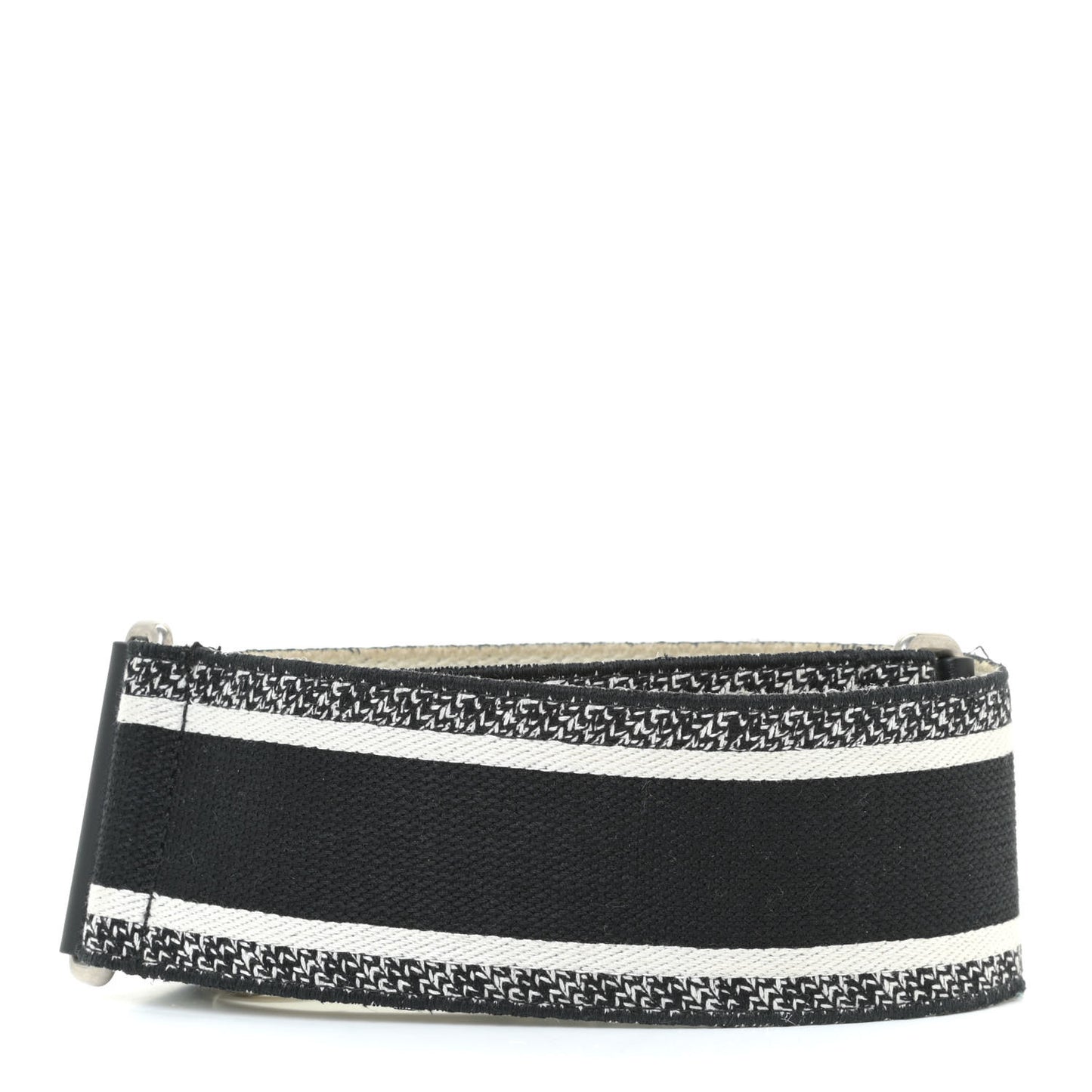 Canvas Embroidered Shoulder Strap Black White
