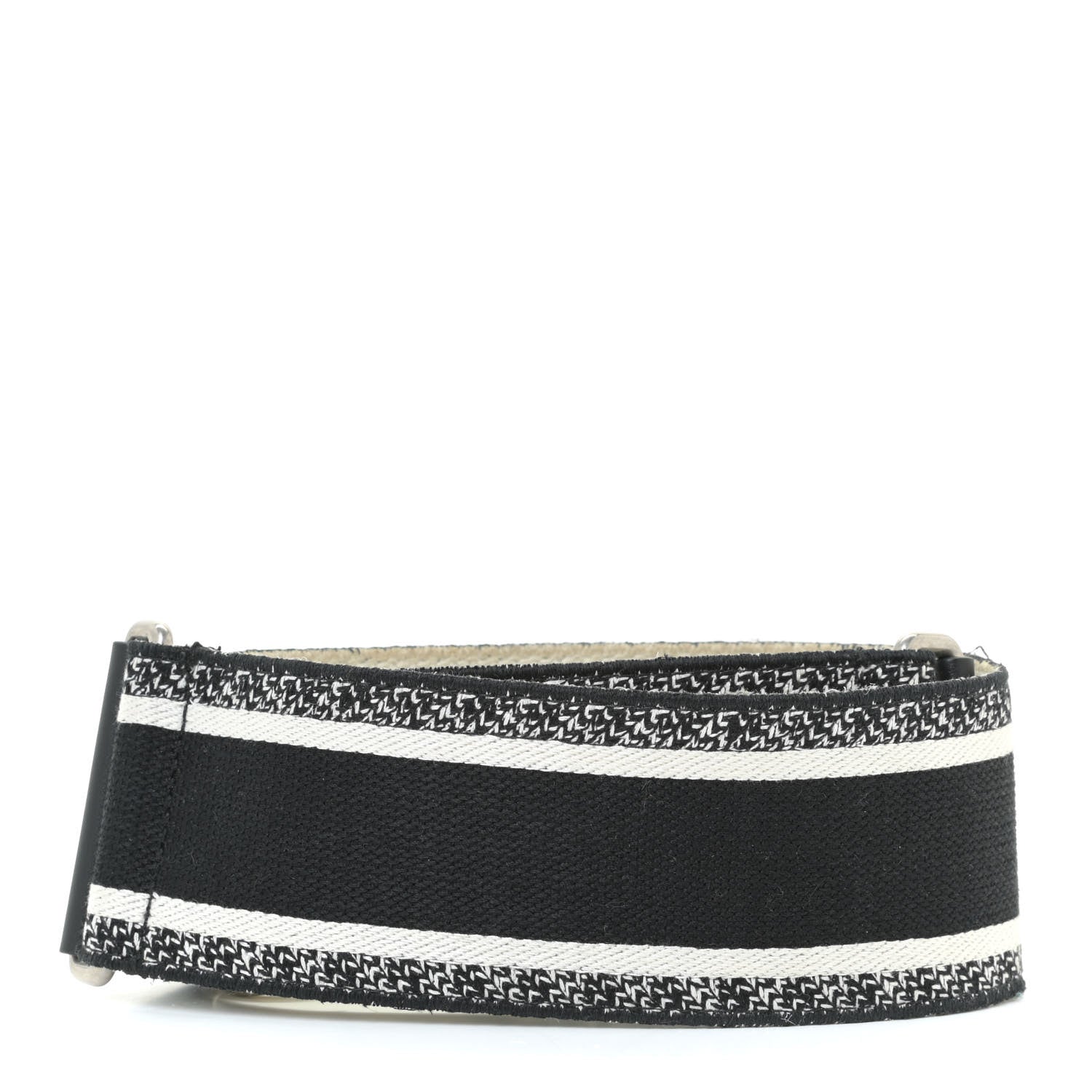 Christian Dior Canvas Embroidered Shoulder Strap Black White 2 of 6