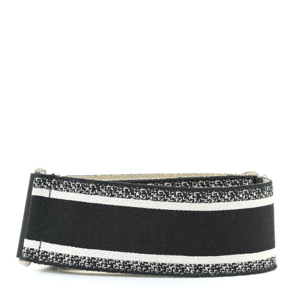 Christian Dior Canvas Embroidered Shoulder Strap Black White 2 of 6