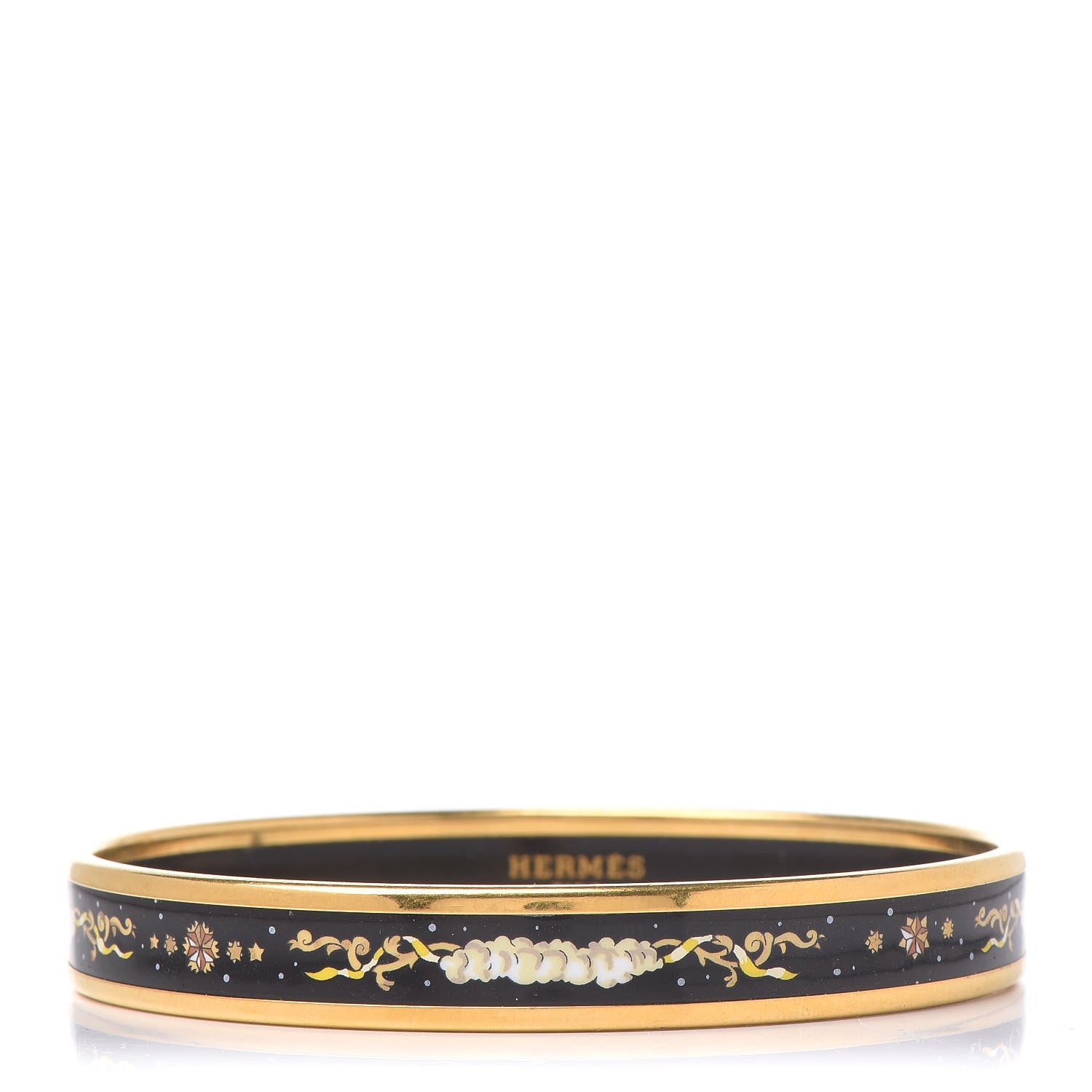 Hermes Enamel Printed Celestial Mythology Narrow Bracelet 70 Black 1 of 6