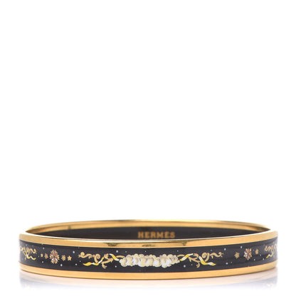 Hermes Enamel Printed Celestial Mythology Narrow Bracelet 70 Black 1 of 6