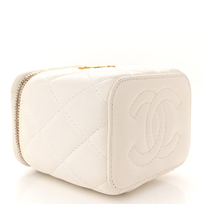 Chanel Lambskin Quilted CC Mini Vanity Case With Chain White 4 of 11