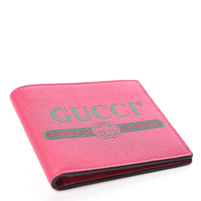 Gucci Grained Calfskin Logo Bi-Fold Wallet Box Pink Green 5 of 9