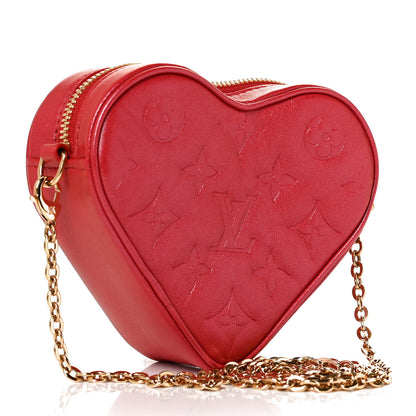 Louis Vuitton Lambskin Embossed Monogram Fall In Love Sac Coeur Heart Chain Bag Lipstick Red 3 of 10