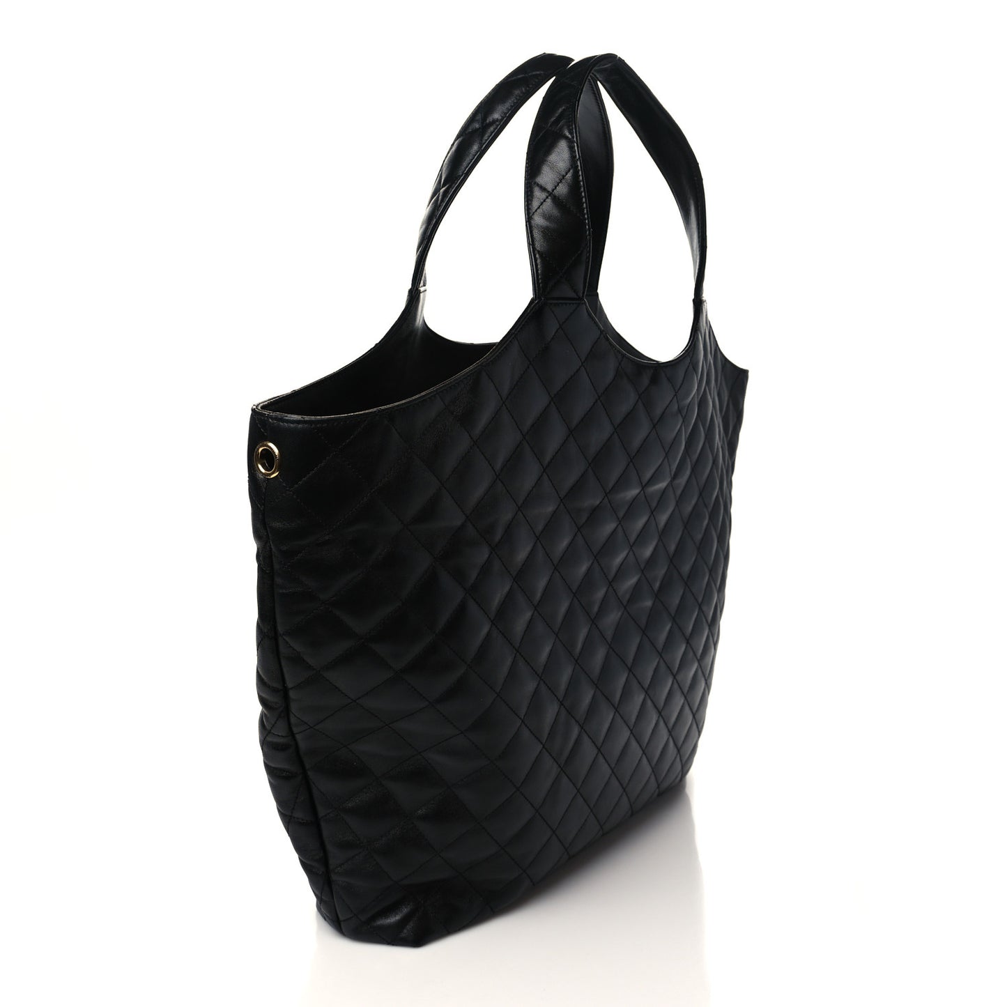 Lambskin Quilted Maxi Icare Shopping Tote Black