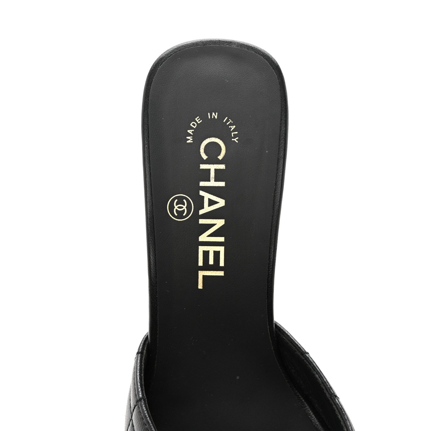 Lambskin Quilted CC Mules 38 Black