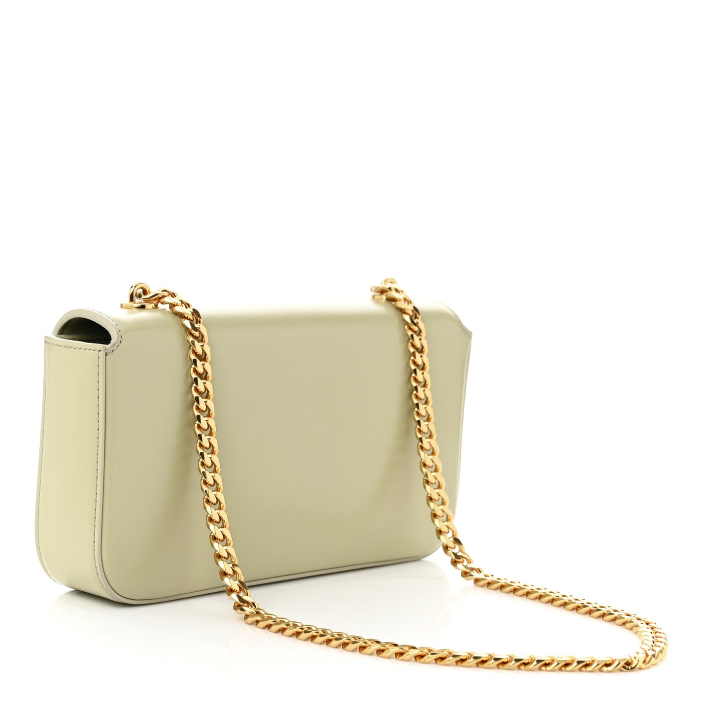 Shiny Calfskin Triomphe Chain Shoulder Bag Almond Green