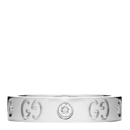 Gucci 18K White Gold Diamond Icon Band Ring 48 4.5 1 of 4