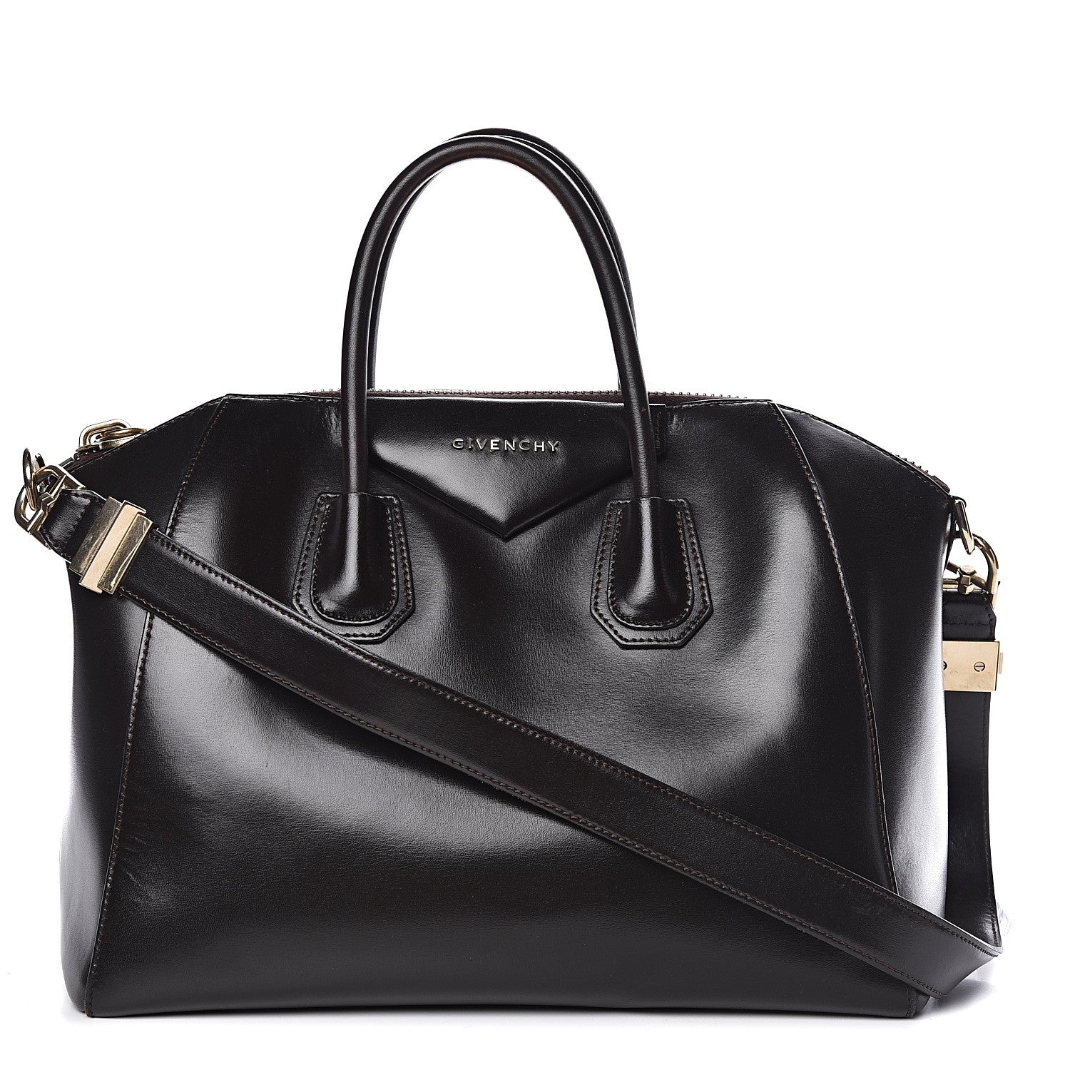 Givenchy Shiny Lord Calfskin Medium Antigona Dark Brown 1 of 12