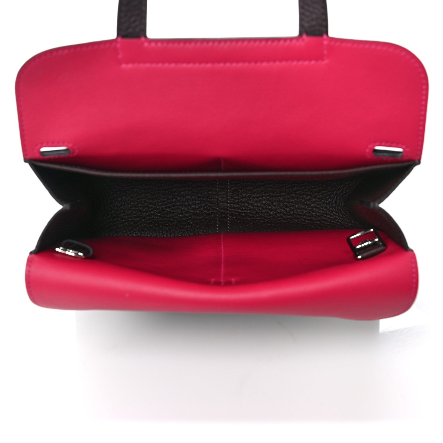 Hermes Taurillon Clemence Verso Halzan 25 Rouge Sellier Framboise 4 of 8