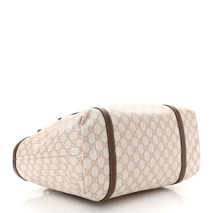 Gucci GG Supreme Monogram Calfskin Medium Nice Tote New Mystic White Beige Brown 4 of 10