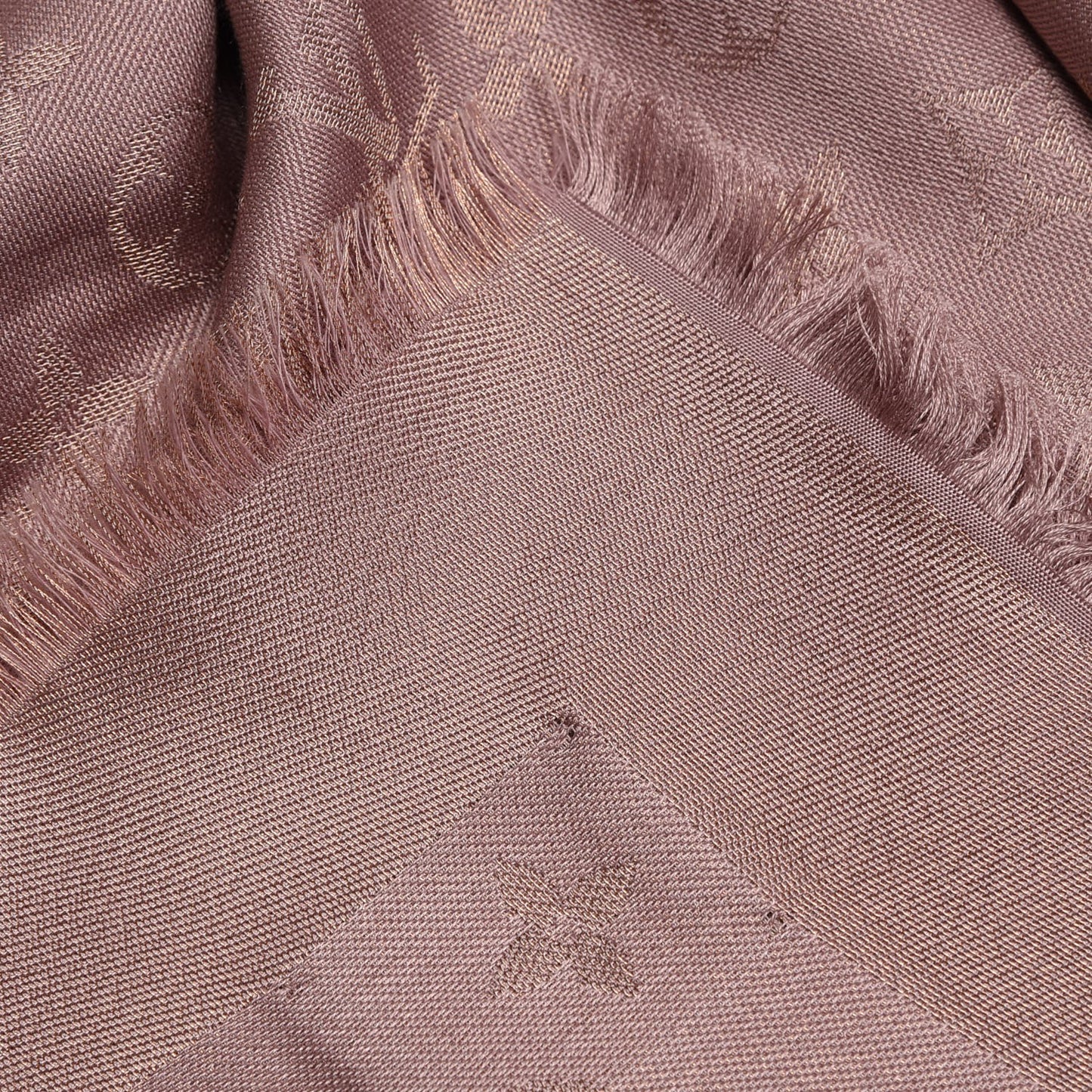 Silk Wool Monogram Shine Shawl Taupe