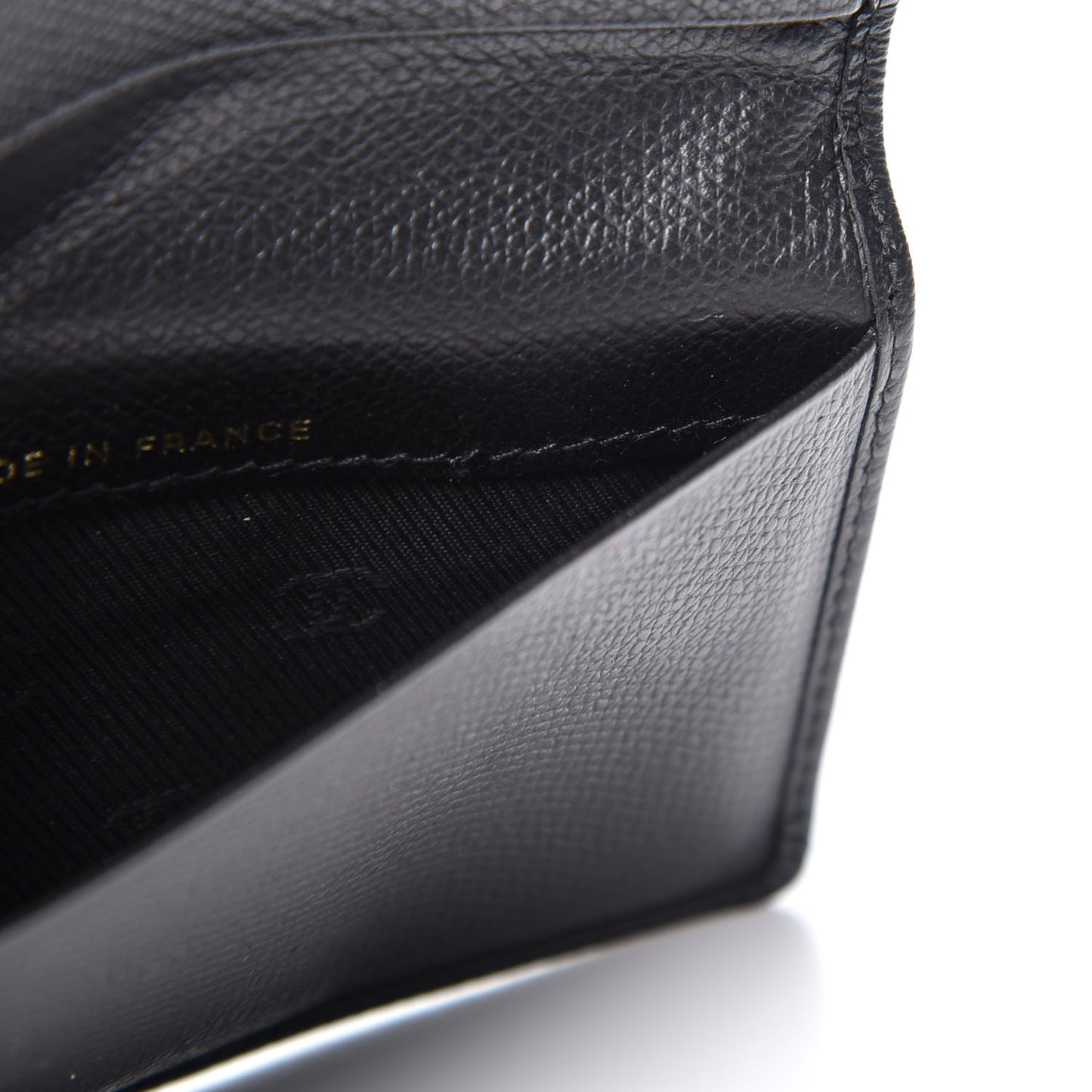 Grained Calfskin CC Button Card Holder Black