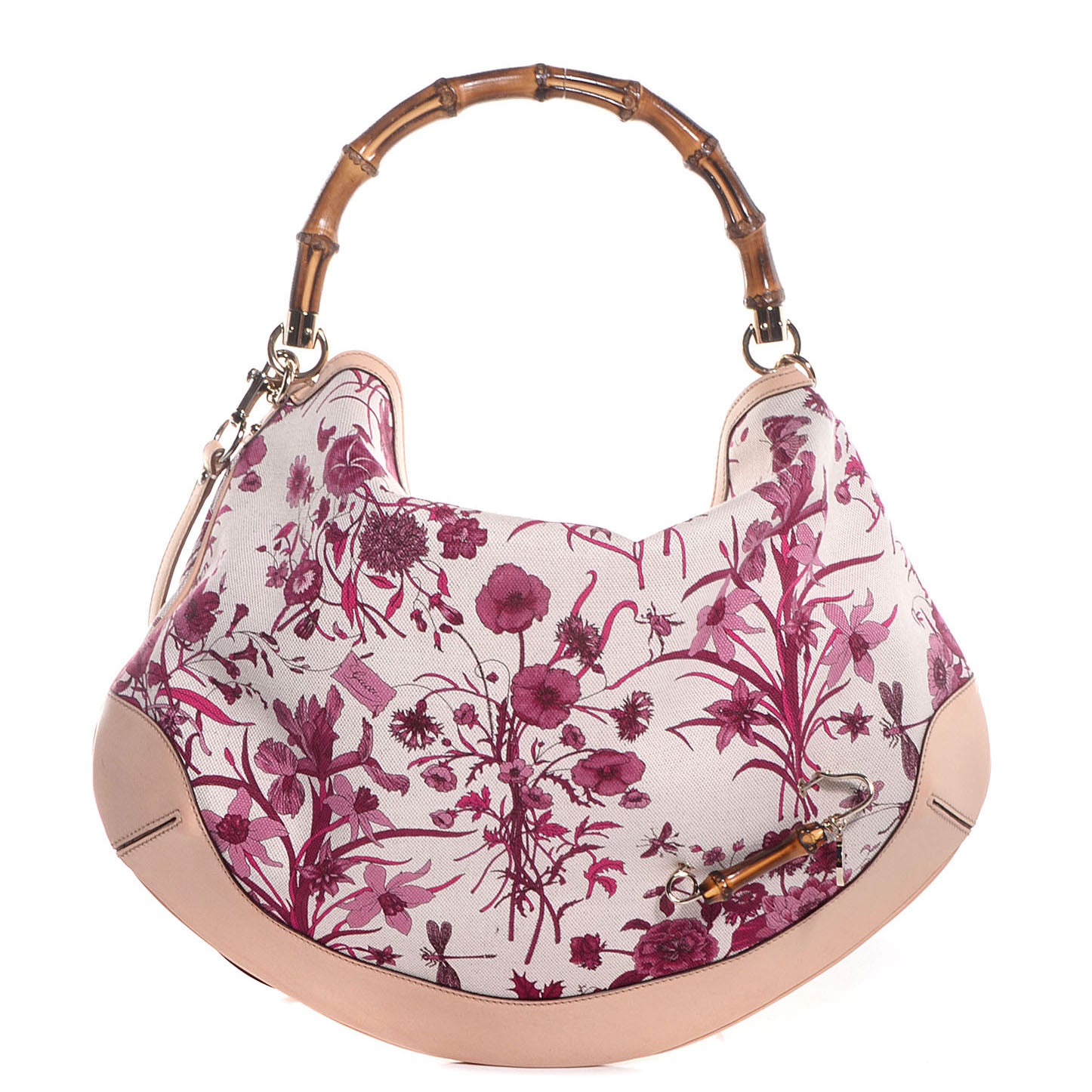 Gucci Canvas Floral Flora Peggy Bamboo Top Handle Hobo 1 of 7