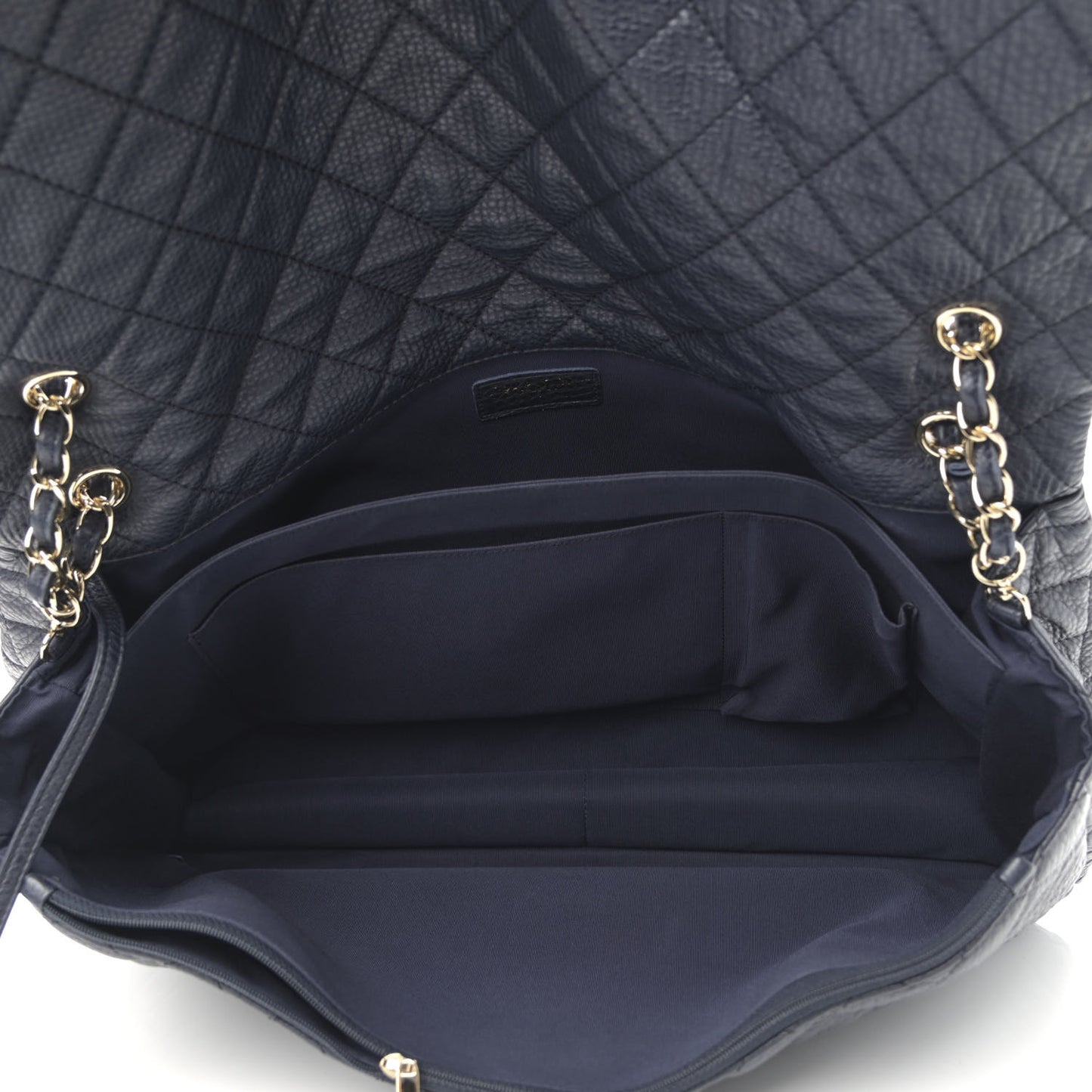 Calfskin Quilted XXL Travel Flap Bag Navy