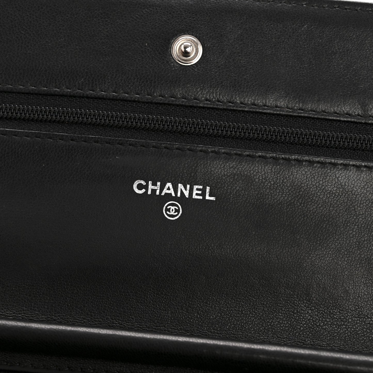 Lambskin Chevron Quilted Wallet On Chain WOC So Black