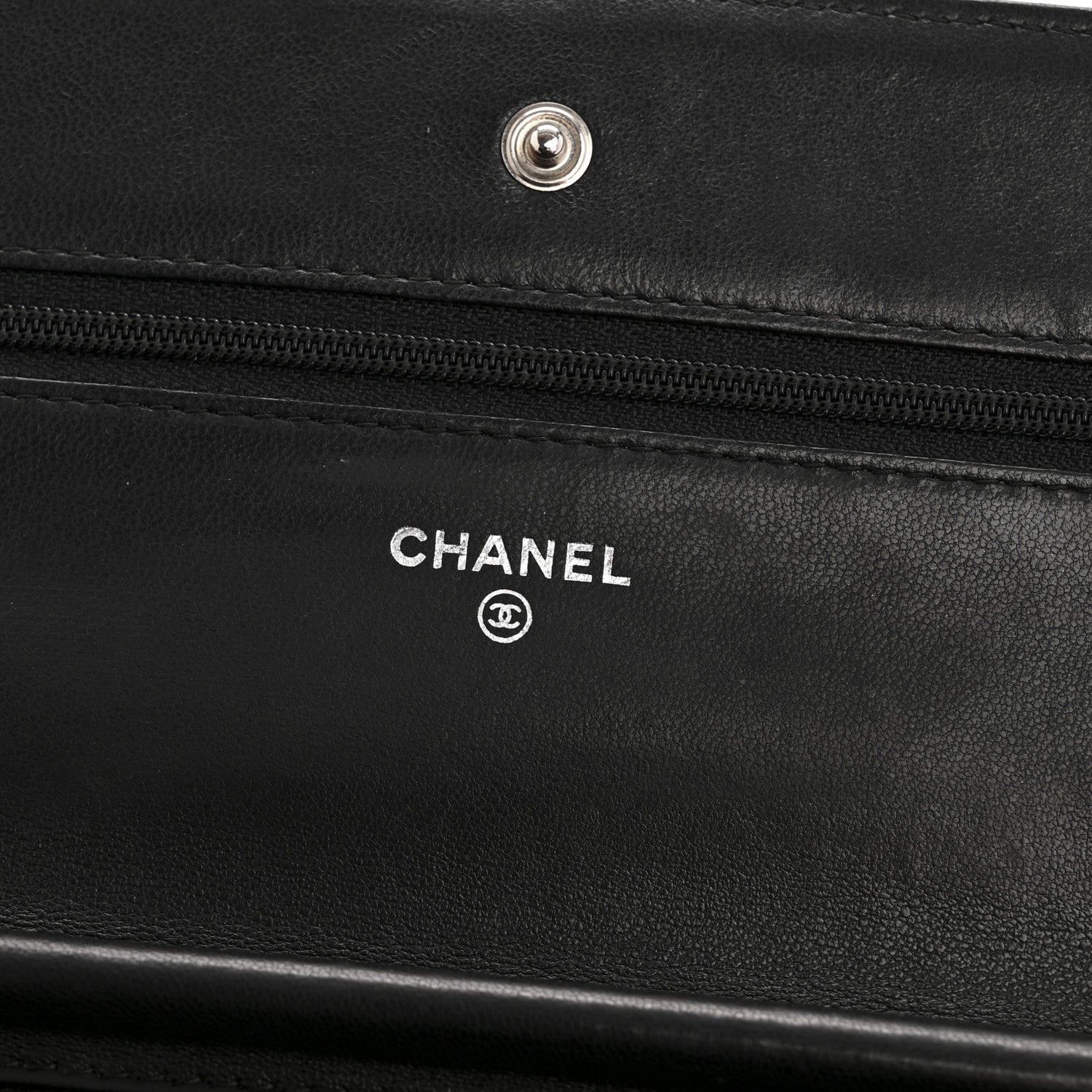 Chanel Lambskin Chevron Quilted Wallet On Chain WOC So Black 6 of 15