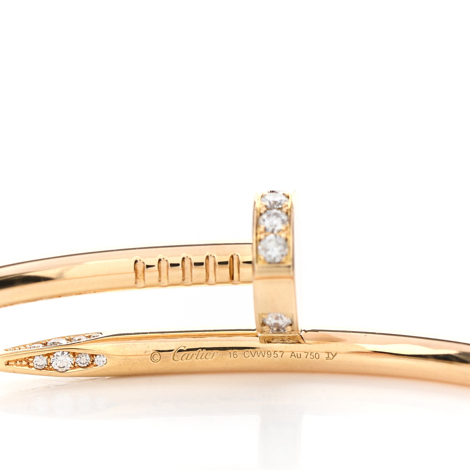 Cartier 18K Yellow Gold Diamond Juste Un Clou Bracelet 16 3 of 4