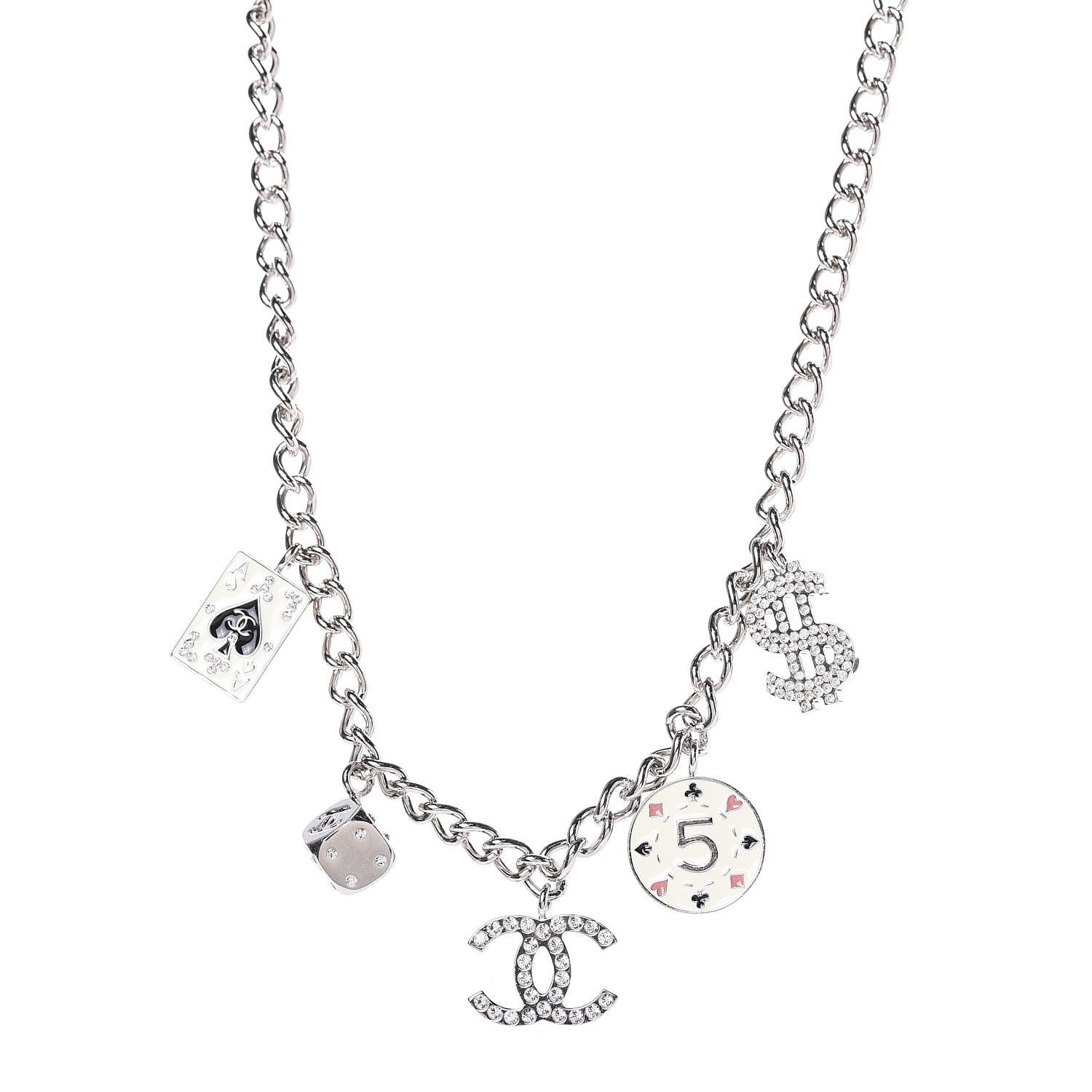 Chanel Crystal Wynn Exclusive Lucky Charm Necklace Silver 1 of 5