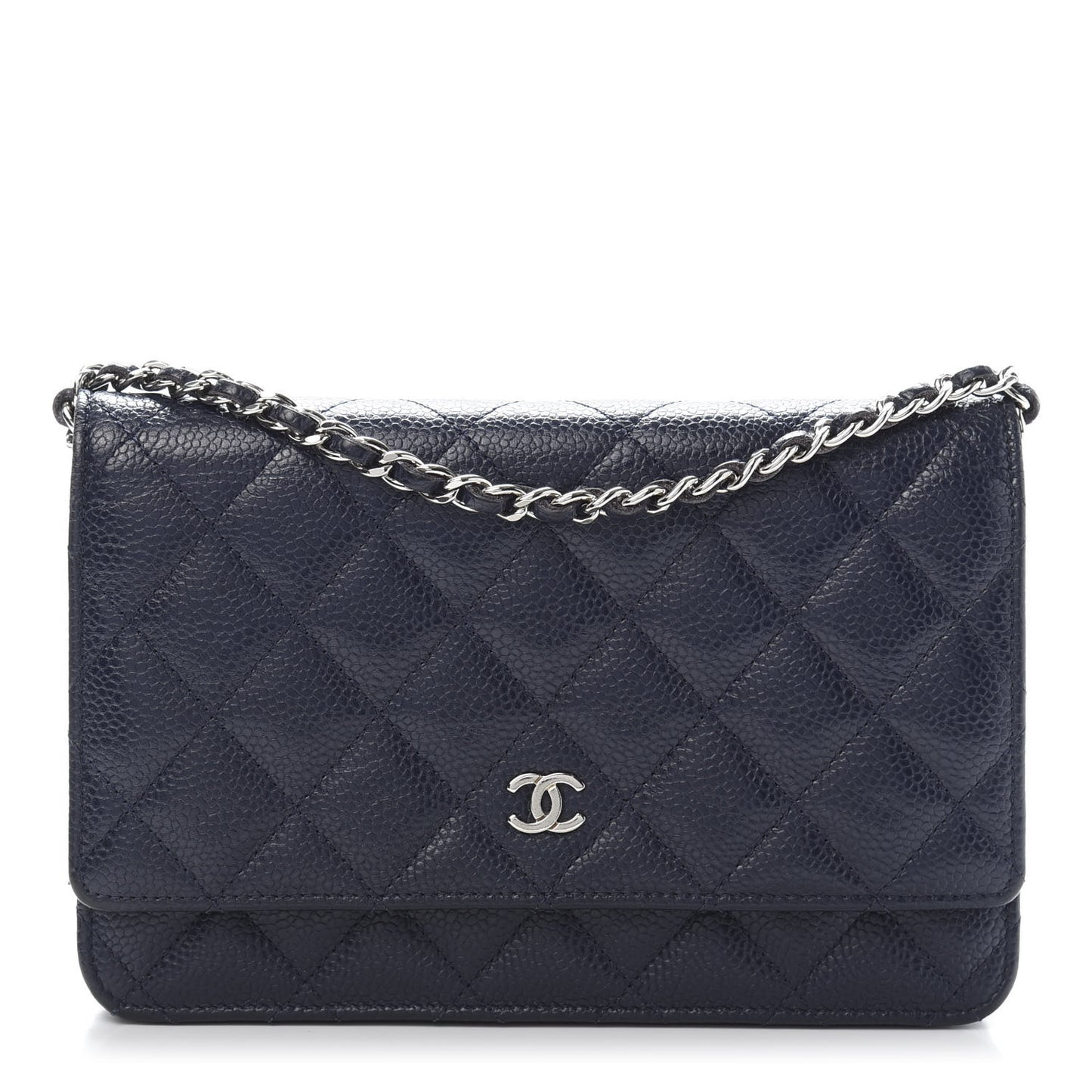 Caviar Quilted Wallet On Chain WOC Blue
