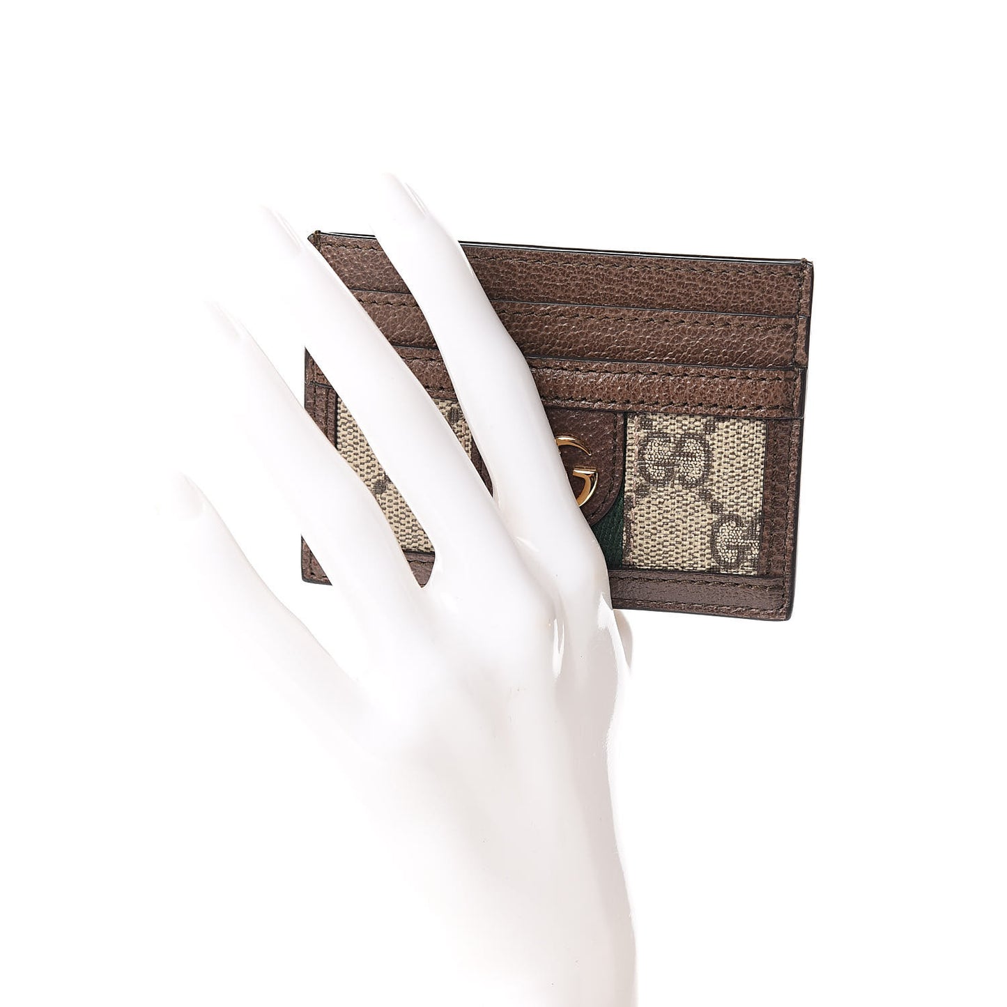 GG Supreme Monogram Ophidia Card Holder Brown