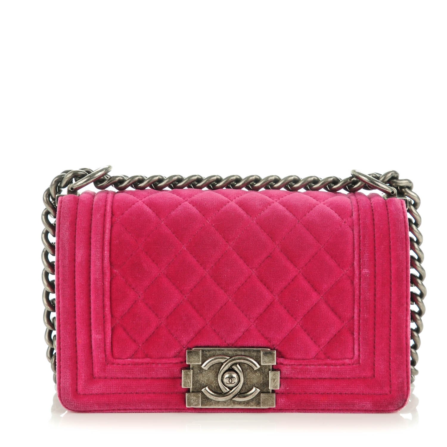 Chanel Velvet Quilted Small Boy Flap Pink 1 of 8