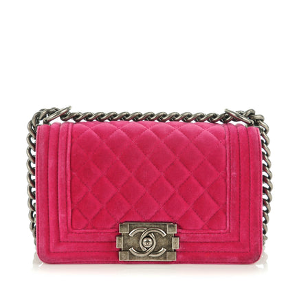 Chanel Velvet Quilted Small Boy Flap Pink 1 of 8