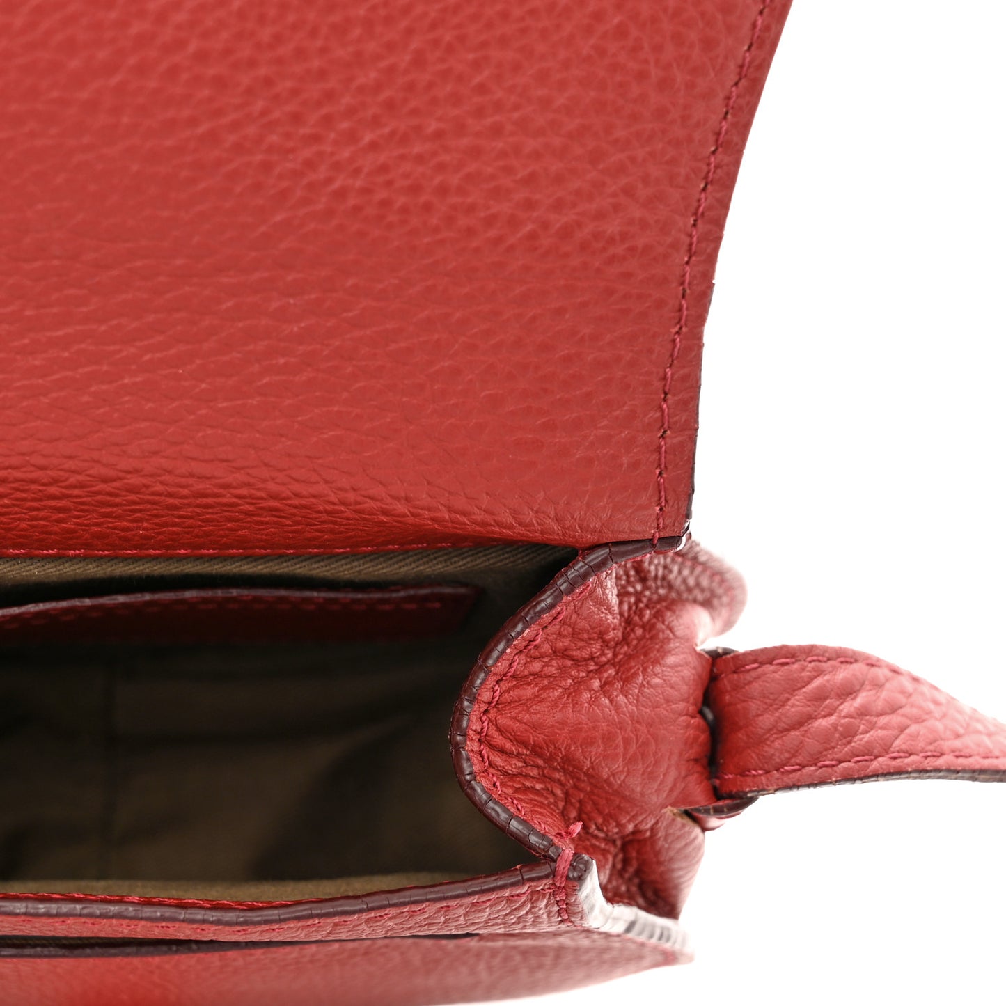 Grained Calfskin Small Marcie Saddle Bag Sienna Red