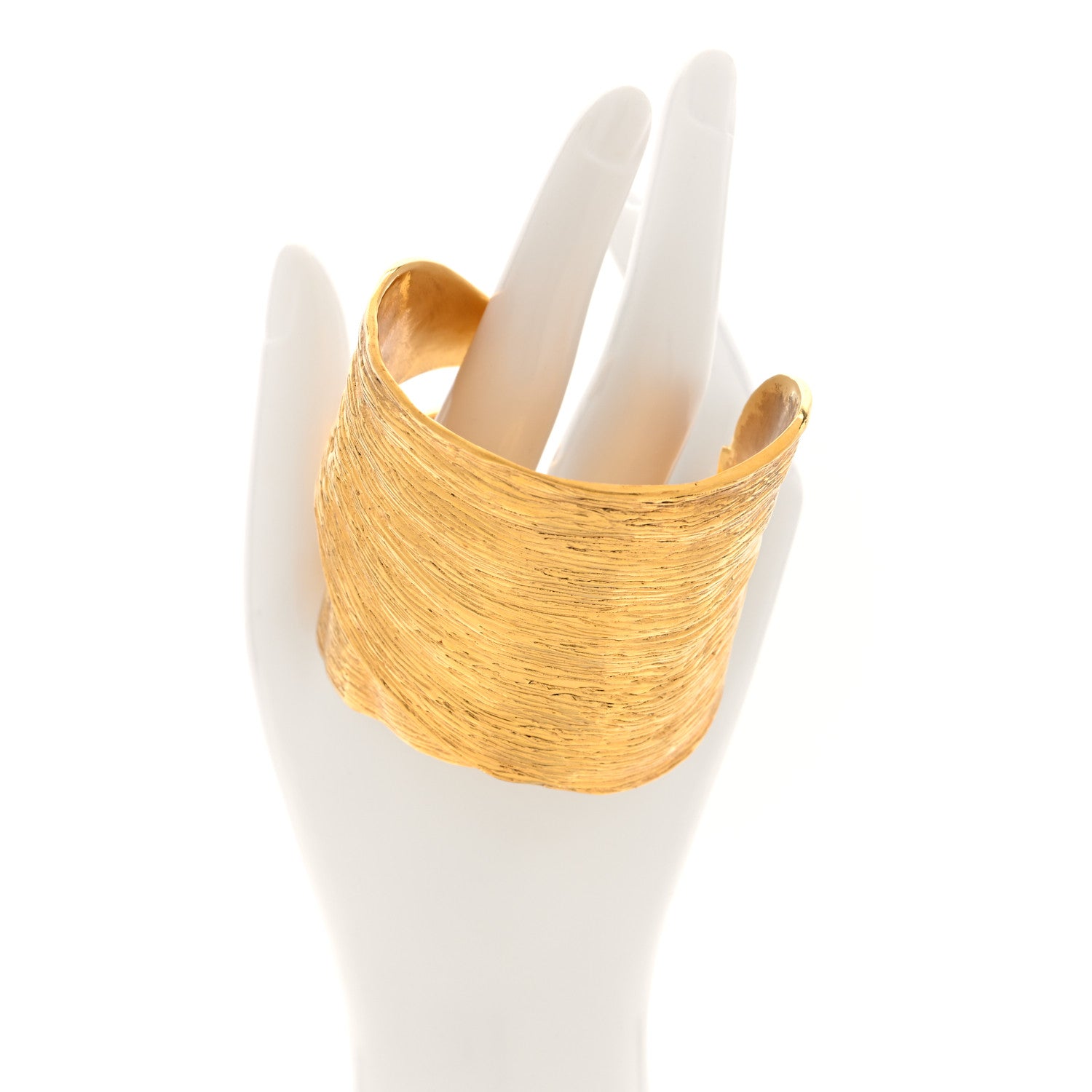 Saint Laurent Metal Double Leaf Cuff Bracelet M Gold 2 of 4