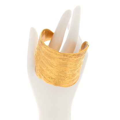 Saint Laurent Metal Double Leaf Cuff Bracelet M Gold 2 of 4
