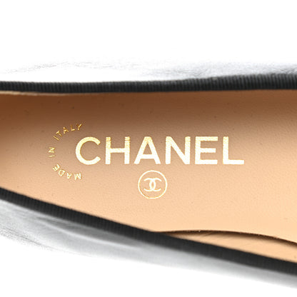 Chanel Lambskin Patent Cap Toe Ballerina Flats 39.5 Black 7 of 8