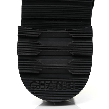 Chanel Shiny Lambskin Quilted Lace Up Combat Boots 38 Black 5 of 10