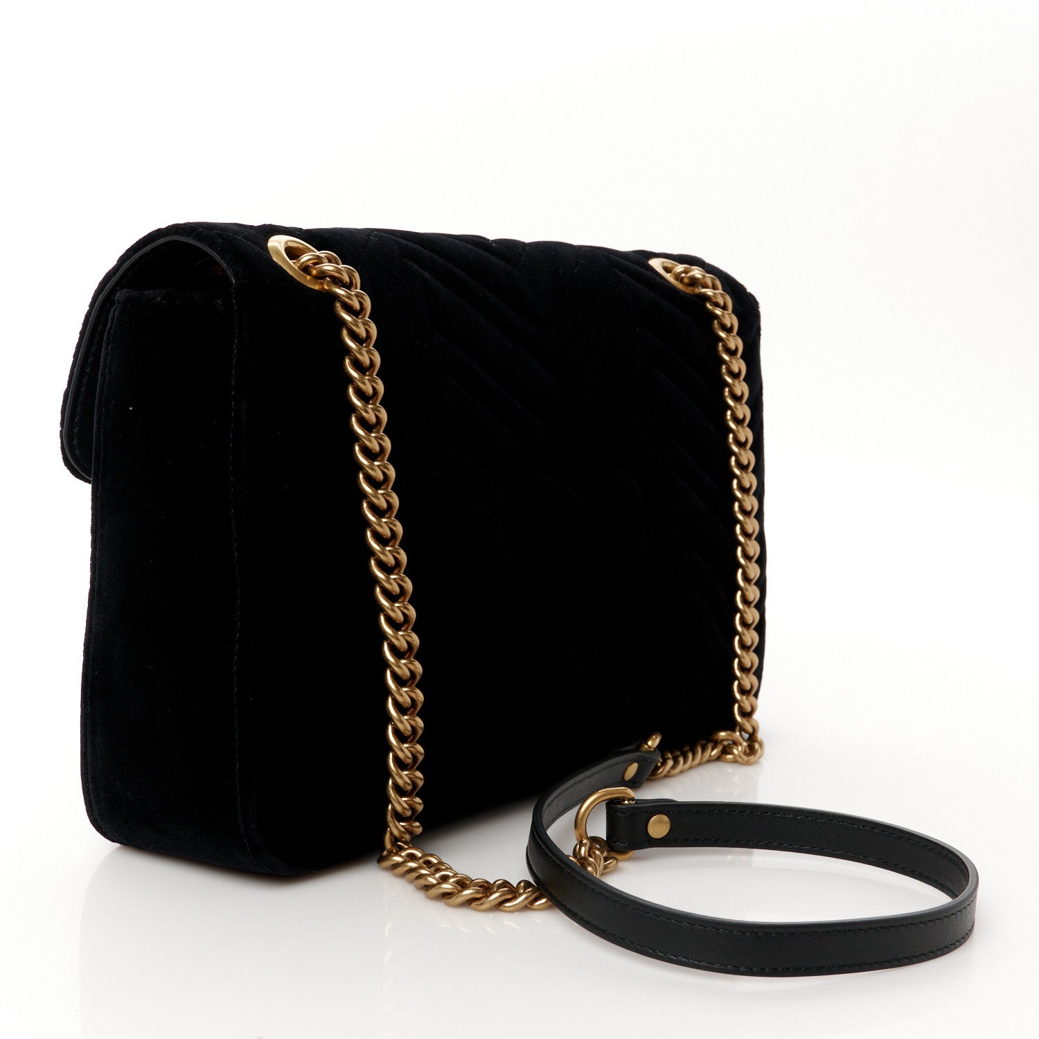 Gucci Velvet Matelasse Loved Embroidered Medium GG Marmont Shoulder Bag Black 3 of 11