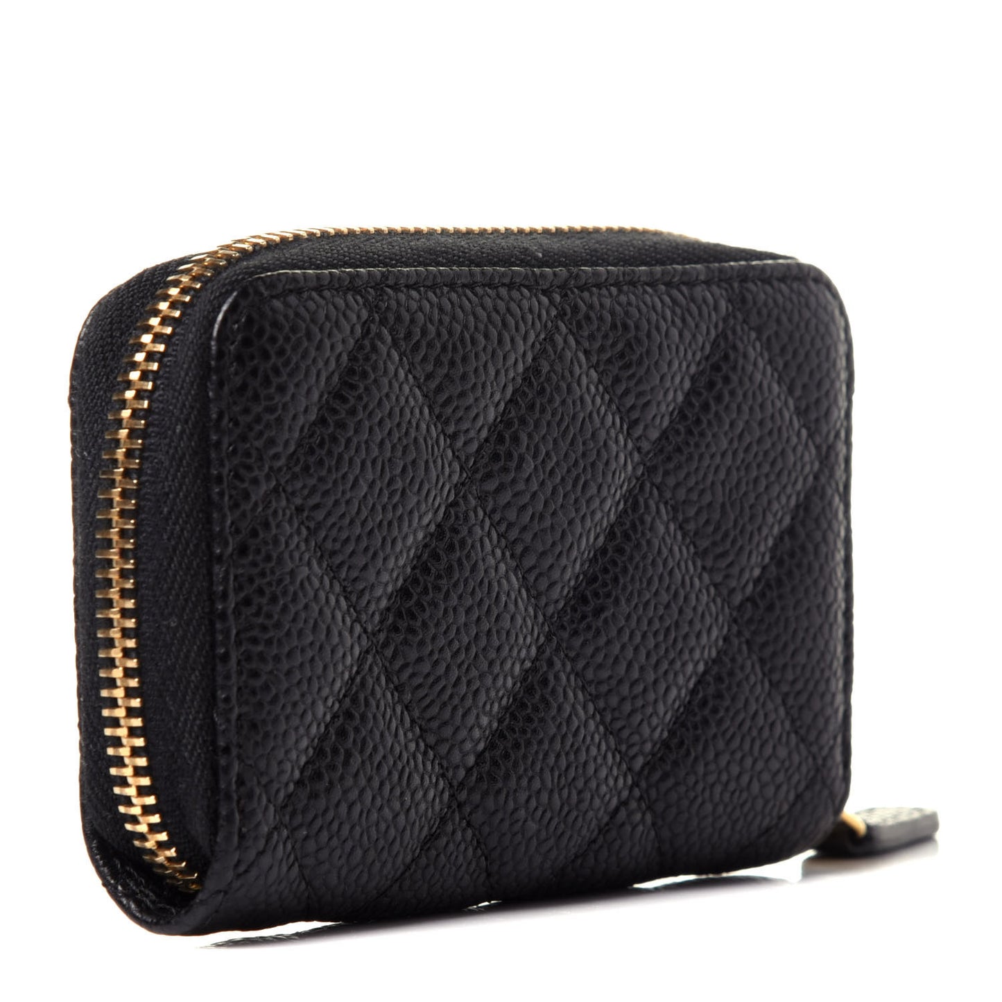 Caviar Quilted Zip Coin Purse Black