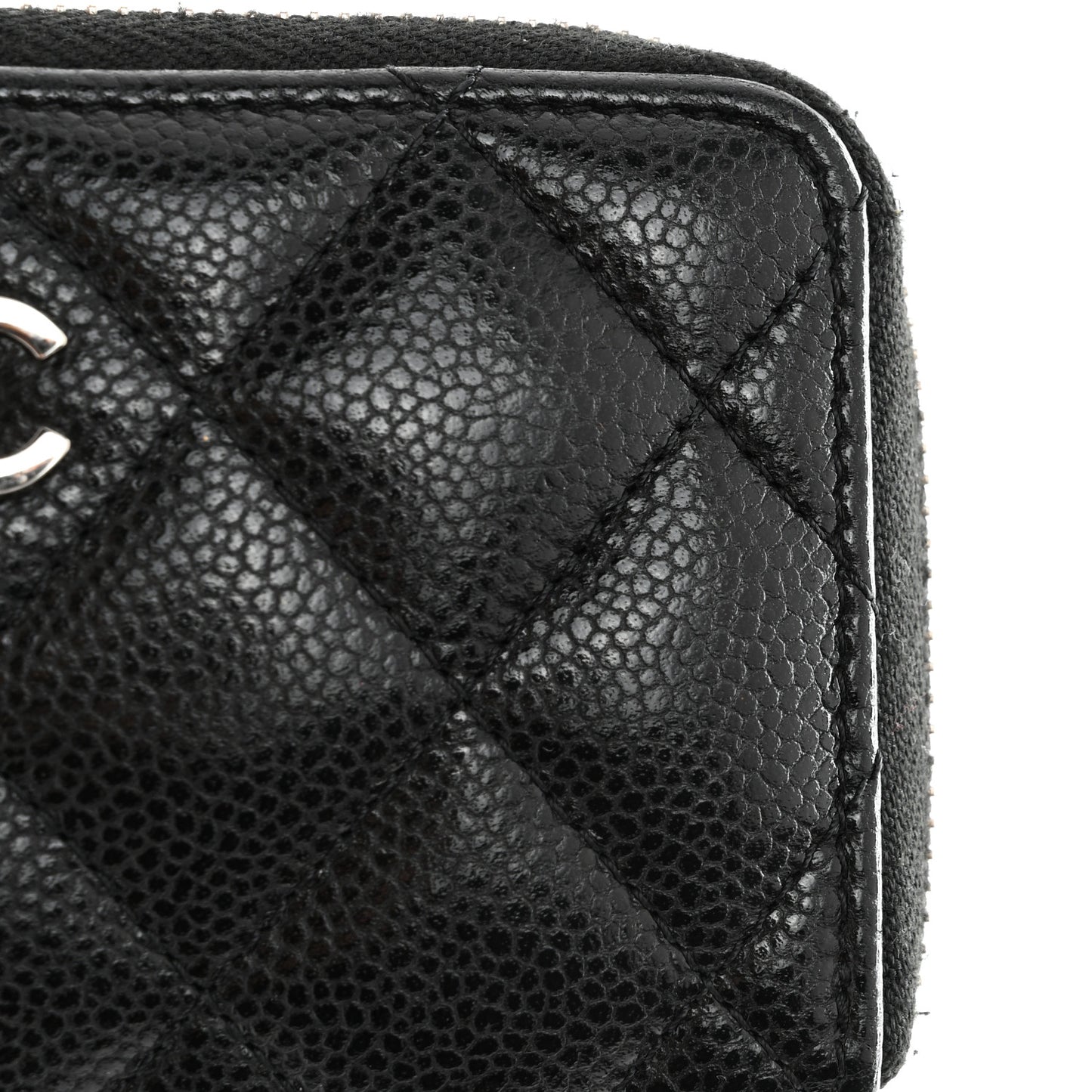 Caviar Quilted Zipped Key Holder Case Black