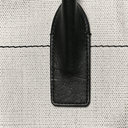 Saint Laurent Linen Calfskin Rive Gauche North South Tote White Black 14 of 15