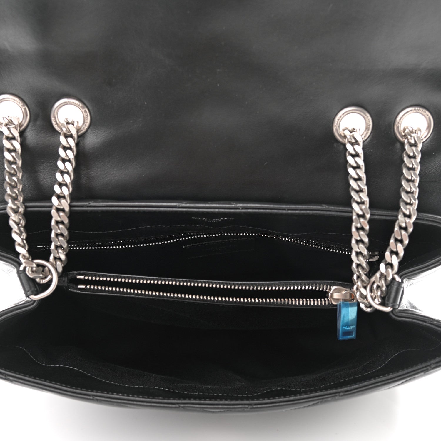 Saint Laurent Calfskin Y Quilted Monogram Medium Loulou Chain Satchel Black 5 of 9