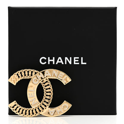 Chanel Crystal Chain CC Brooch Gold 5 of 5