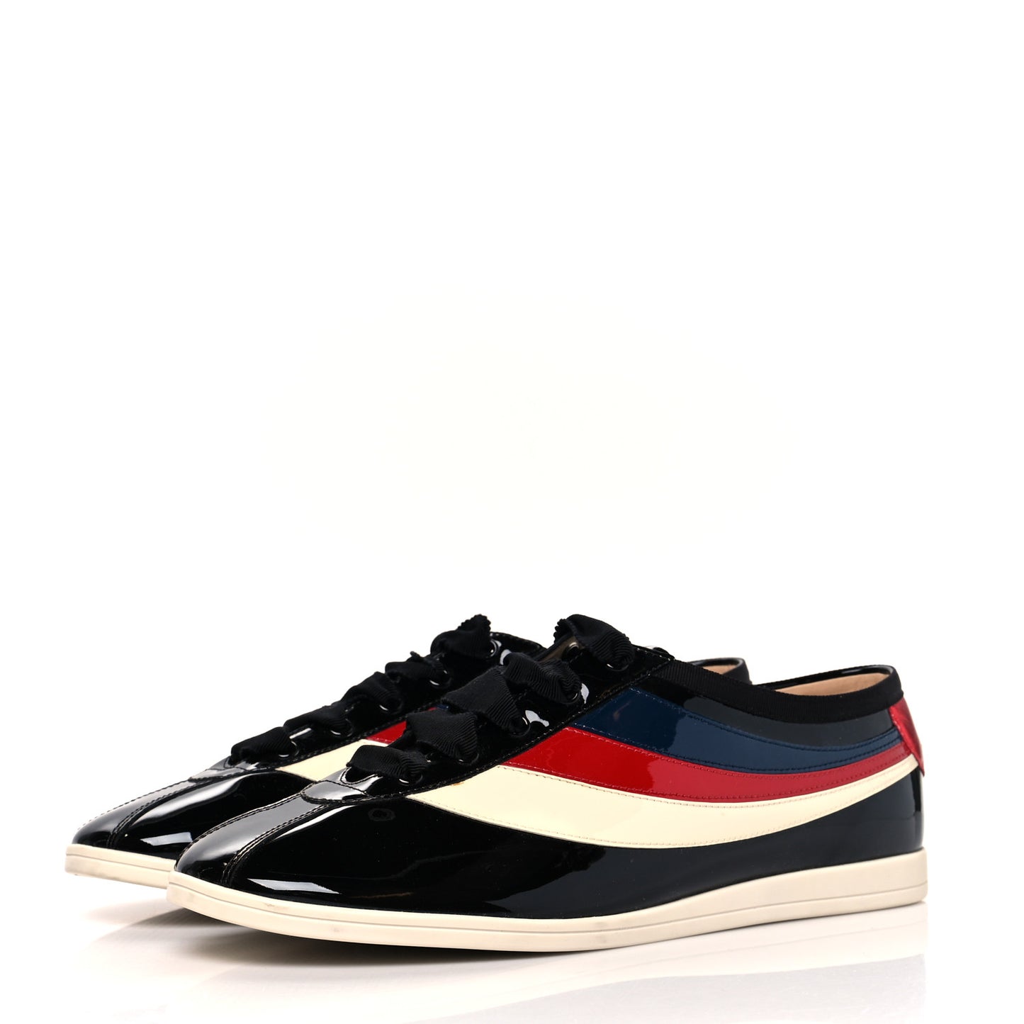 Patent Calfskin Mens Web Falacer Sneakers 10.5 Black