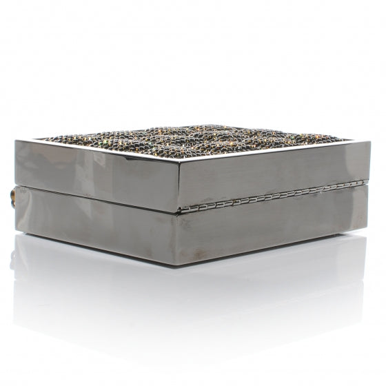 Crystal Square Quilted Box Clutch Bronze