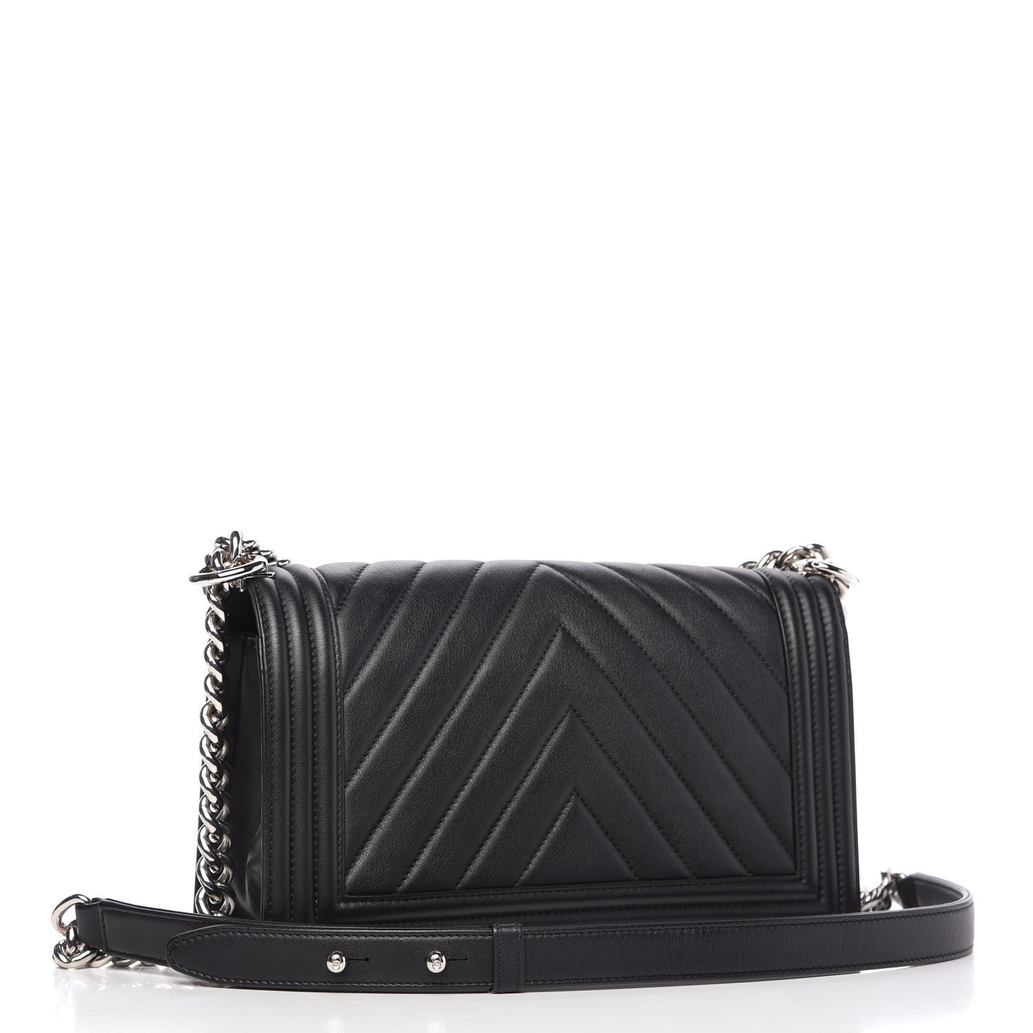 Chanel Calfskin Chevron Quilted Medium Boy Flap Black 4 of 12